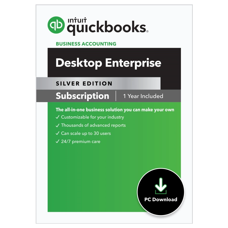 Quickbooks Desktop Enterprise silver edition program 1 year subscription.
