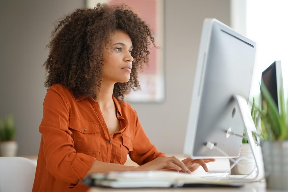 Woman on desktop