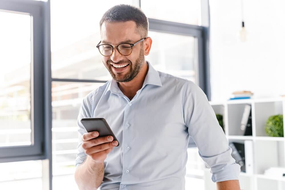 Man using smartphone