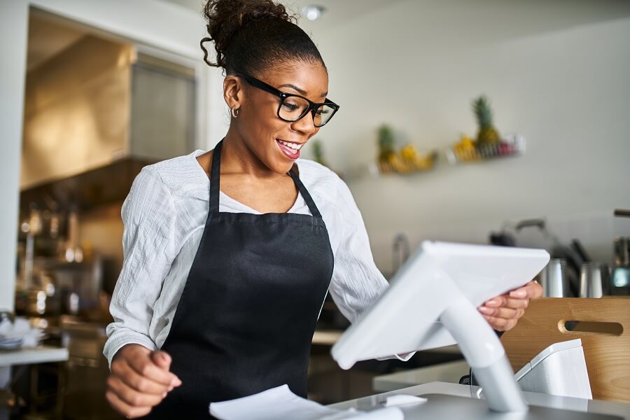 Woman Uses POS