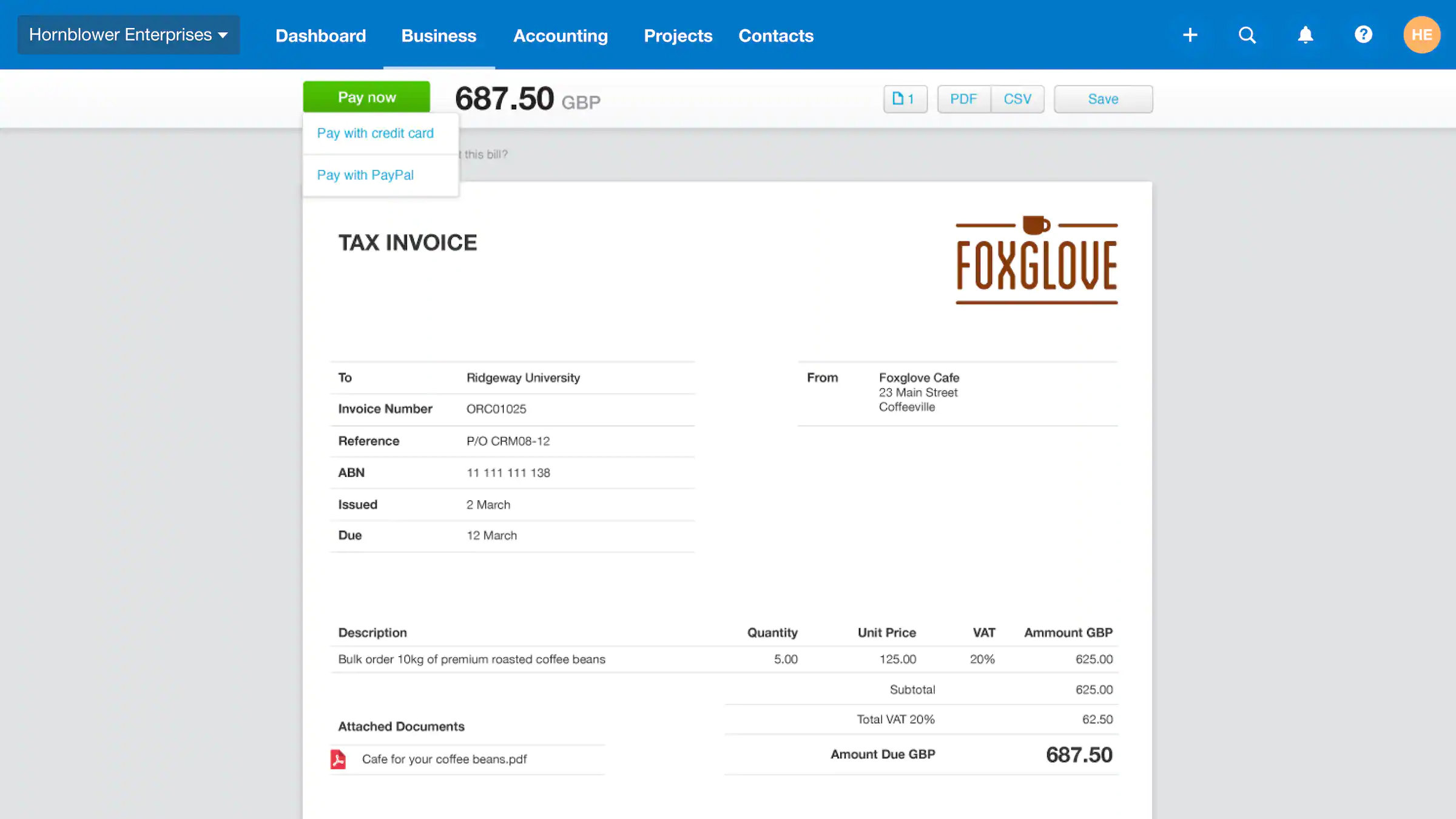 Xero online payments