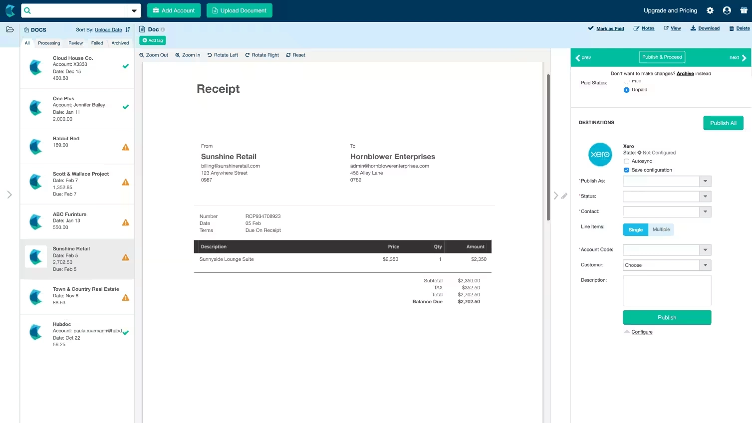 Xero data capture