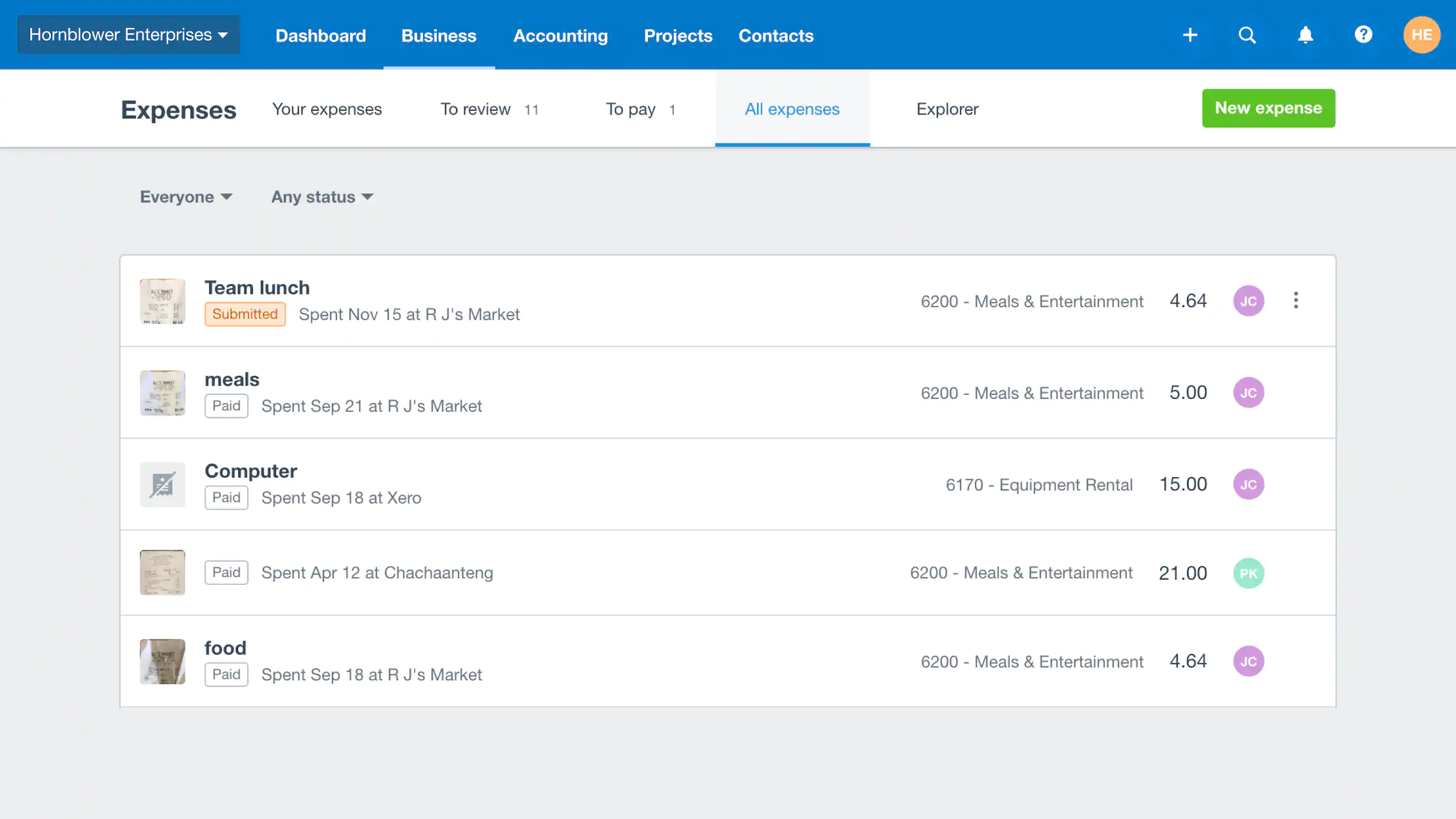 Xero Track Expenses
