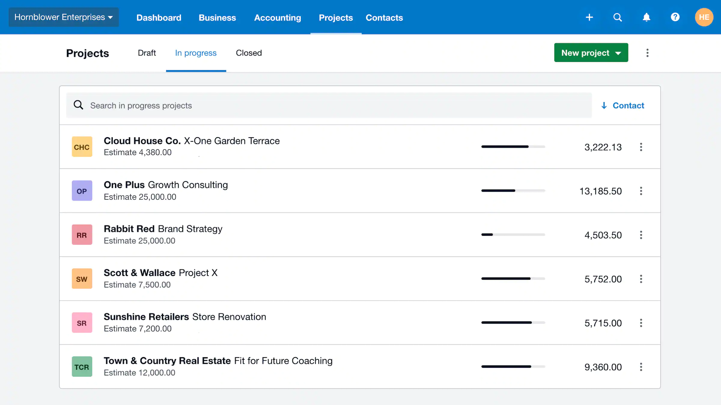 Xero track projects