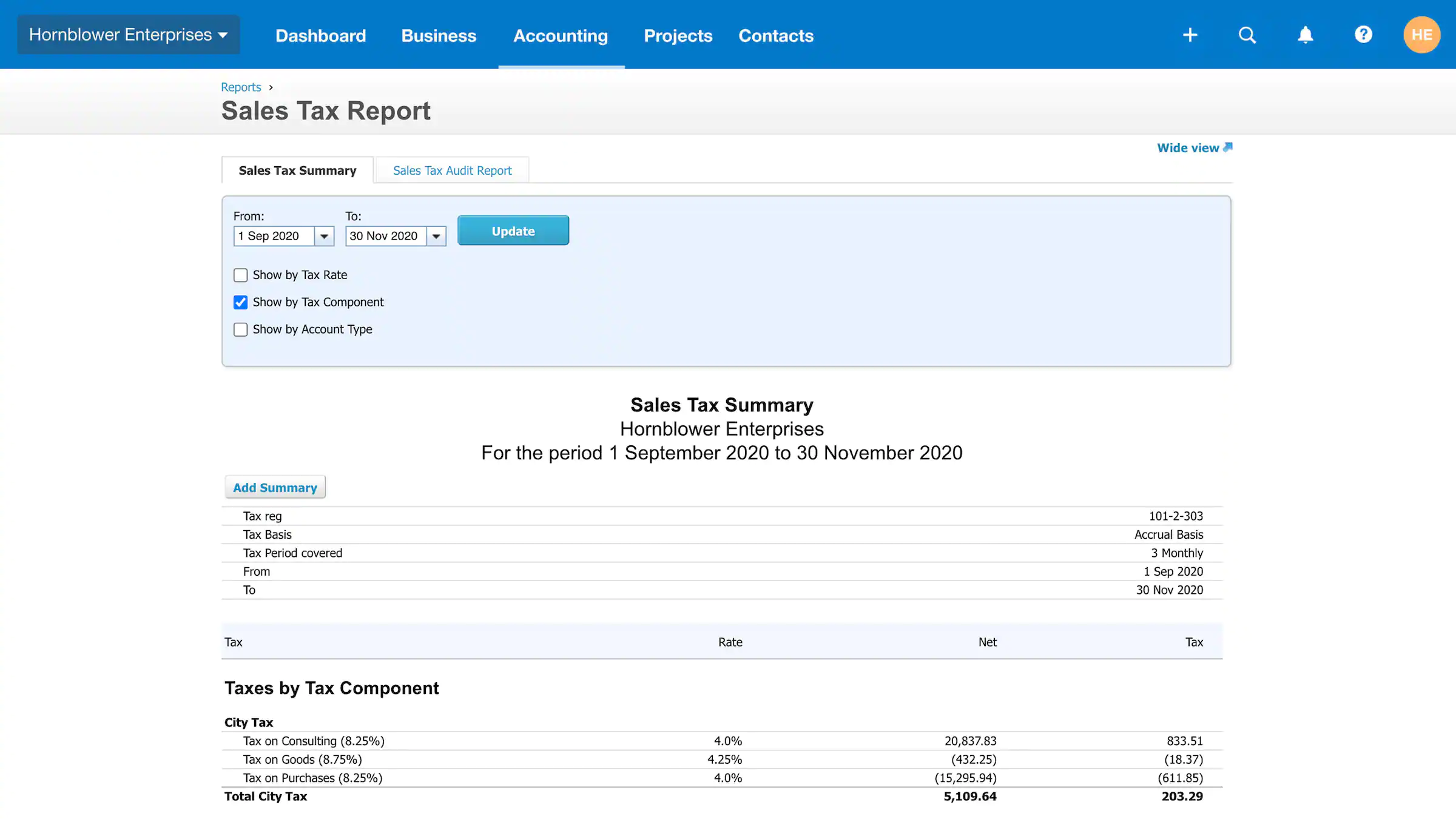 Xero sales tax